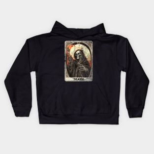 Vintage Death Tarot Card Grim Reaper Occult Satanic Horror Kids Hoodie